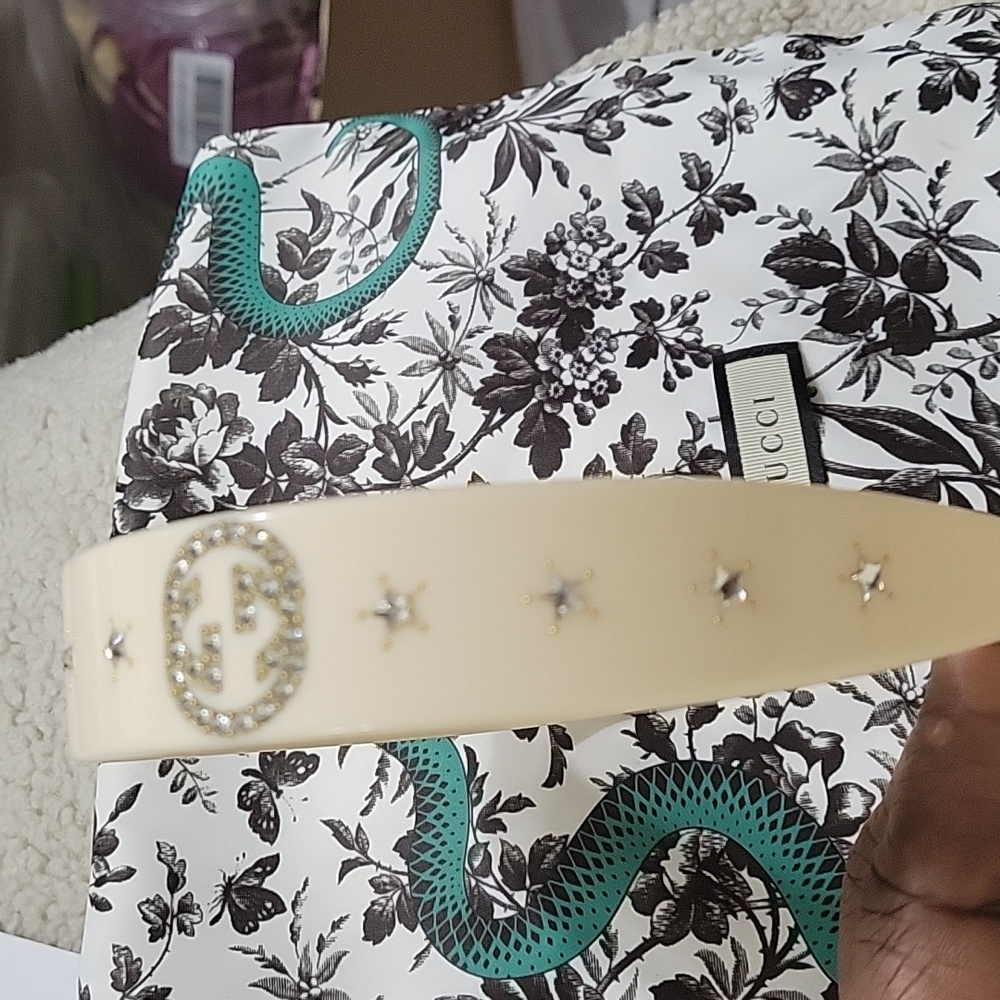 GUCCI BEIGE CRYSTAL NWOT EMBELLISHED HEADBAND - Picture 7 of 9